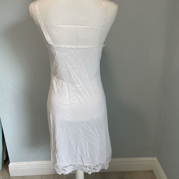 Vintage White Lace Nylon Slip Dress Nightgown Bridal Wedding Honeymoon No Tag - Picture 8 of 12